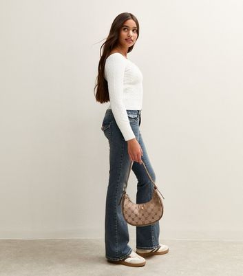 Girls Blue Faded Low Rise Flared Jeans 3 Girls Blue Faded Low Rise Flared Jeans