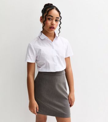 Girls Grey Adjustable Waist School Skirt