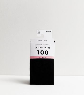 3 Pack Black 100 Denier Opaque Tights