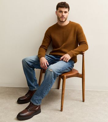 Brown Premium Heavyweight Cotton Crew Neck Jumper