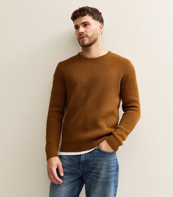 Brown Premium Heavyweight Cotton Crew Neck Jumper