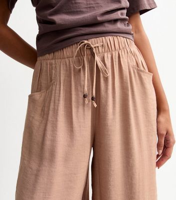 Mink Textured Wide Leg Trousers
