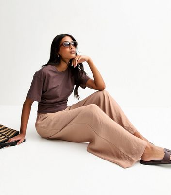 Mink Textured Wide Leg Trousers 3 Mink Textured Wide Leg Trousers