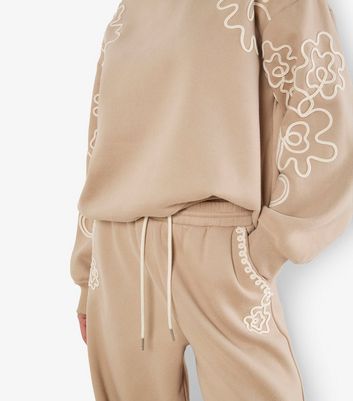 Apricot Brown Floral Embroidered Trousers 4 Apricot Brown Floral Embroidered Trousers