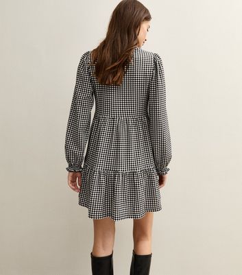 Black Gingham Tiered Mini Smock Dress 4 Black Gingham Tiered Mini Smock Dress