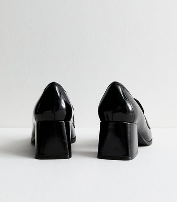 Black Block Heel Penny Loafer Court Shoes 4 Black Block Heel Penny Loafer Court Shoes