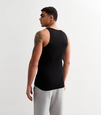2 Pack Black Slim Ribbed Cotton Vest Tops 4 2 Pack Black Slim Ribbed Cotton Vest Tops