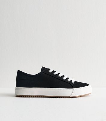 Black Canvas Lace Up Trainers 3 Black Canvas Lace Up Trainers