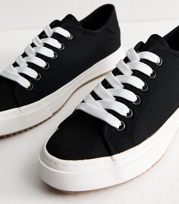 Black Canvas Lace Up Trainers 5 Black Canvas Lace Up Trainers