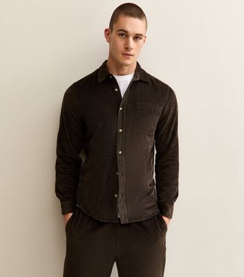 Dark Brown Regular Long Sleeve Corduroy Shirt 3 Dark Brown Regular Long Sleeve Corduroy Shirt