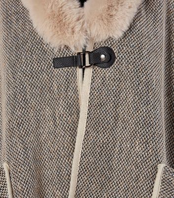 Apricot Stone Faux Fur Side Slit Cape 4 Apricot Stone Faux Fur Side Slit Cape