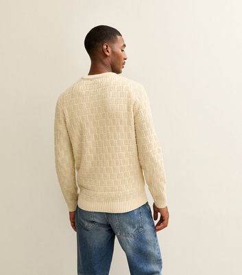 Cream Regular Textured Crew Neck Jumper 4 Cream Regular Textured Crew Neck Jumper