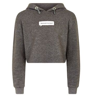 Girls Grey Squad Logo Crop Hoodie 4 Girls Grey Squad Logo Crop Hoodie