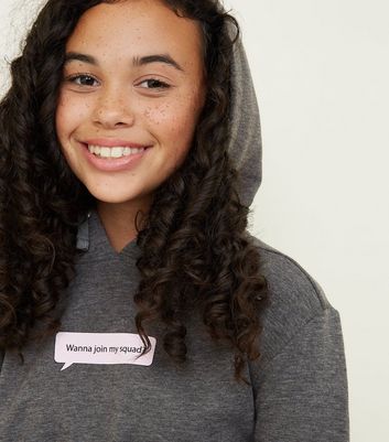 Girls Grey Squad Logo Crop Hoodie 5 Girls Grey Squad Logo Crop Hoodie