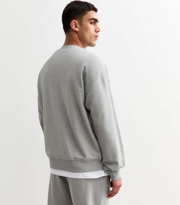 Grey Oversized Crew Neck Sweatshirt 4 Grey Oversized Crew Neck Sweatshirt