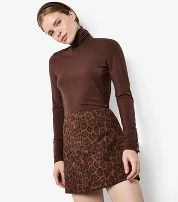 Apricot Faux Suede Mini Skirt