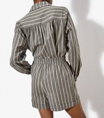 Apricot Khaki Striped Linen Blend Shorts 3 Apricot Khaki Striped Linen Blend Shorts