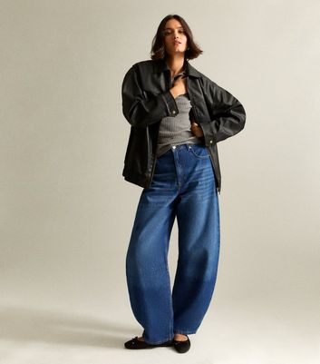 Blue Barrel Leg Jeans