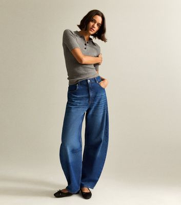 Blue Barrel Leg Jeans 3 Blue Barrel Leg Jeans