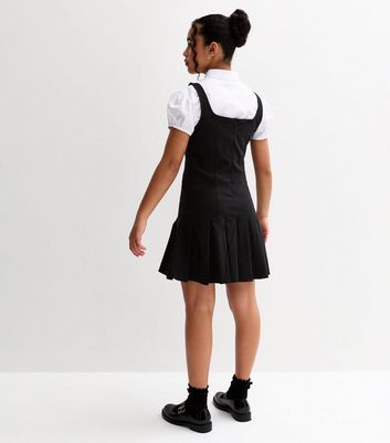 Girls Black Pleated Dropped Skirt School Dress 3 Girls Black Pleated Dropped Skirt School Dress