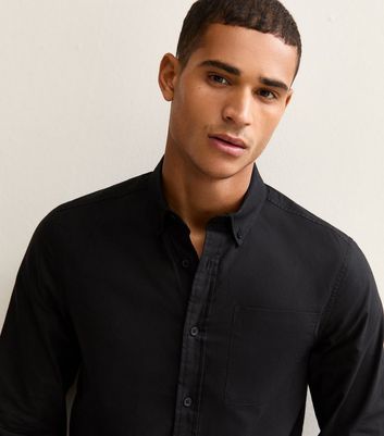 Black Regular Fit Long Sleeve Oxford Shirt