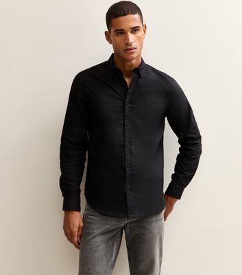 Black Regular Fit Long Sleeve Oxford Shirt