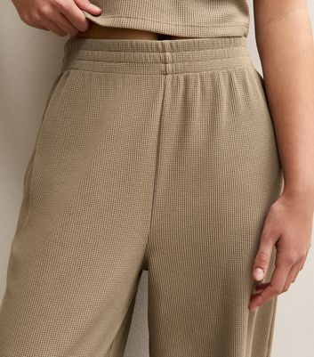 Girls Camel Waffle Wide Leg Trousers 3 Girls Camel Waffle Wide Leg Trousers