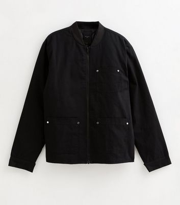 Black Regular Patch Pocket Long Sleeve Canvas Jacket 5 Black Regular Patch Pocket Long Sleeve Canvas Jacket