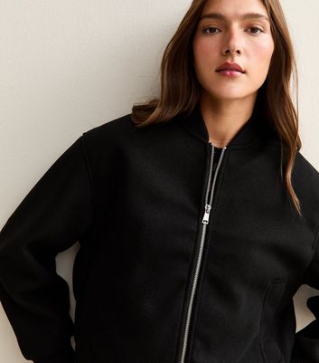Black Brushed Bomber Jacket