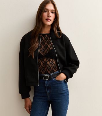 Black Brushed Bomber Jacket