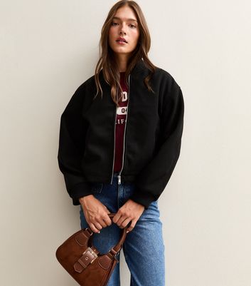 Black Brushed Bomber Jacket 6 Black Brushed Bomber Jacket