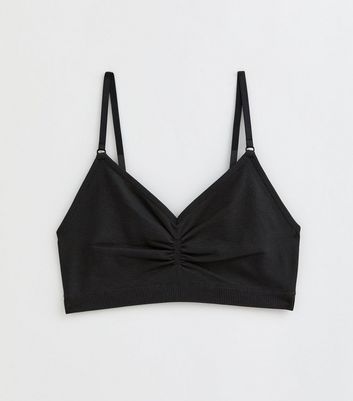 Girls Black Ruched V-Neck Bralette