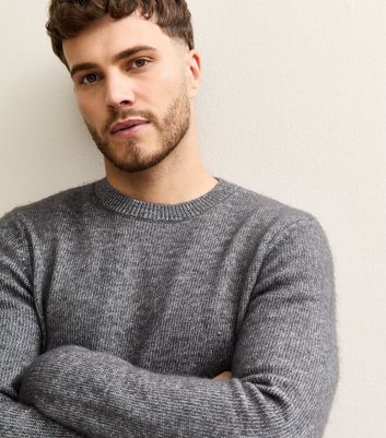 Dark Grey Relaxed Crew Neck Long Sleeve Jumper
