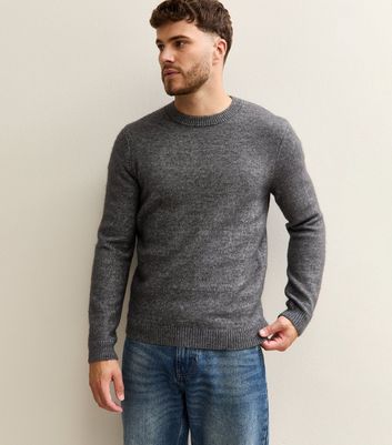 Dark Grey Relaxed Crew Neck Long Sleeve Jumper