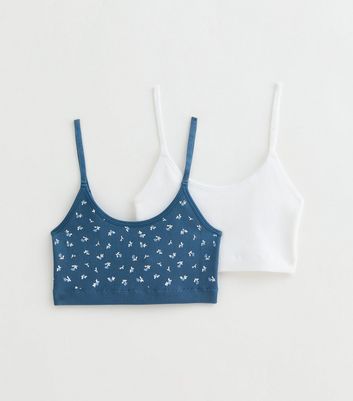 Girls Pack of 2 Blue and White Crop Tops