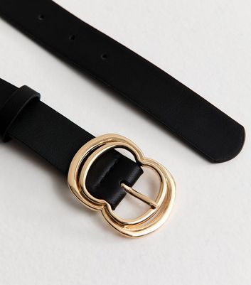 Black Faux Leather Curved Buckle Jean Belt 3 Black Faux Leather Curved Buckle Jean Belt