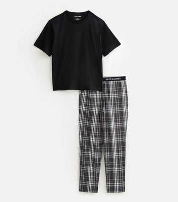 Jack & Jones Black T-Shirt and Check Trousers Gift Set