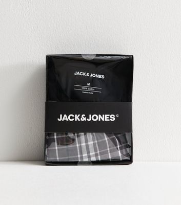 Jack & Jones Black T-Shirt and Check Trousers Gift Set