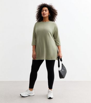 Curves Olive Green Soft Touch Slit Hem Top 3 Curves Olive Green Soft Touch Slit Hem Top