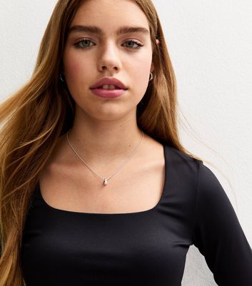 Girls Back Long Sleeve Square Neck Top