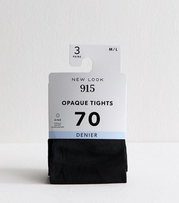 Girls 3 Pack Black Opaque 70 Denier Tights