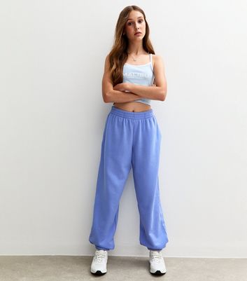 Girls Blue Oversized Cuff Joggers