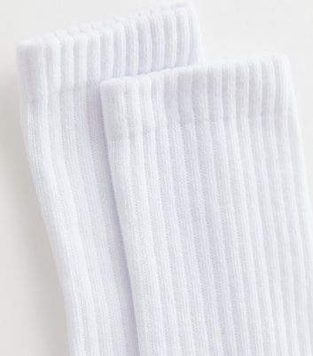 White Ribbed Tube Socks
