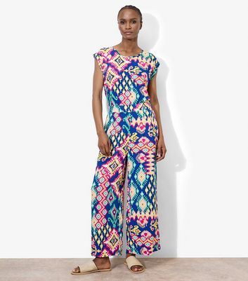 Apricot Blue Ikat Print Colour Pop Trousers