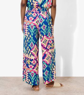 Apricot Blue Ikat Print Colour Pop Trousers 3 Apricot Blue Ikat Print Colour Pop Trousers