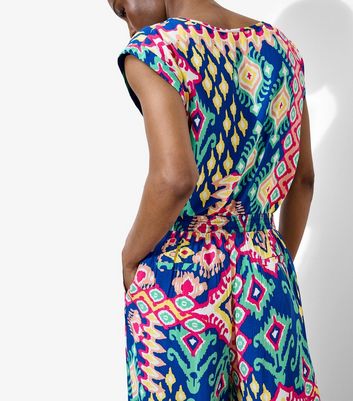 Apricot Blue Ikat Print Colour Pop Trousers 4 Apricot Blue Ikat Print Colour Pop Trousers