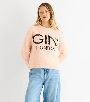 Gini London Petite Pink Textured Knit Loose Fit Jumper