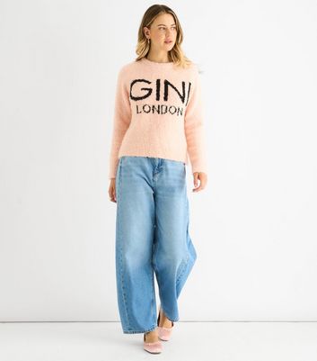 Gini London Petite Pink Textured Knit Loose Fit Jumper