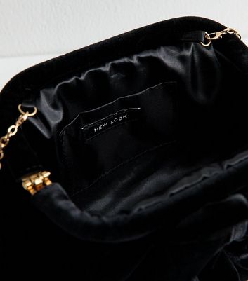 Black Bow Applique Velvet Slouch Clutch Bag 5 Black Bow Applique Velvet Slouch Clutch Bag