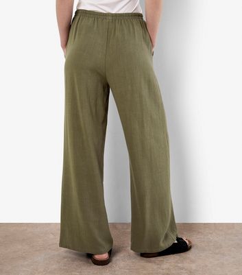 Apricot Khaki Drawstring Waist Wide Leg Trousers 3 Apricot Khaki Drawstring Waist Wide Leg Trousers